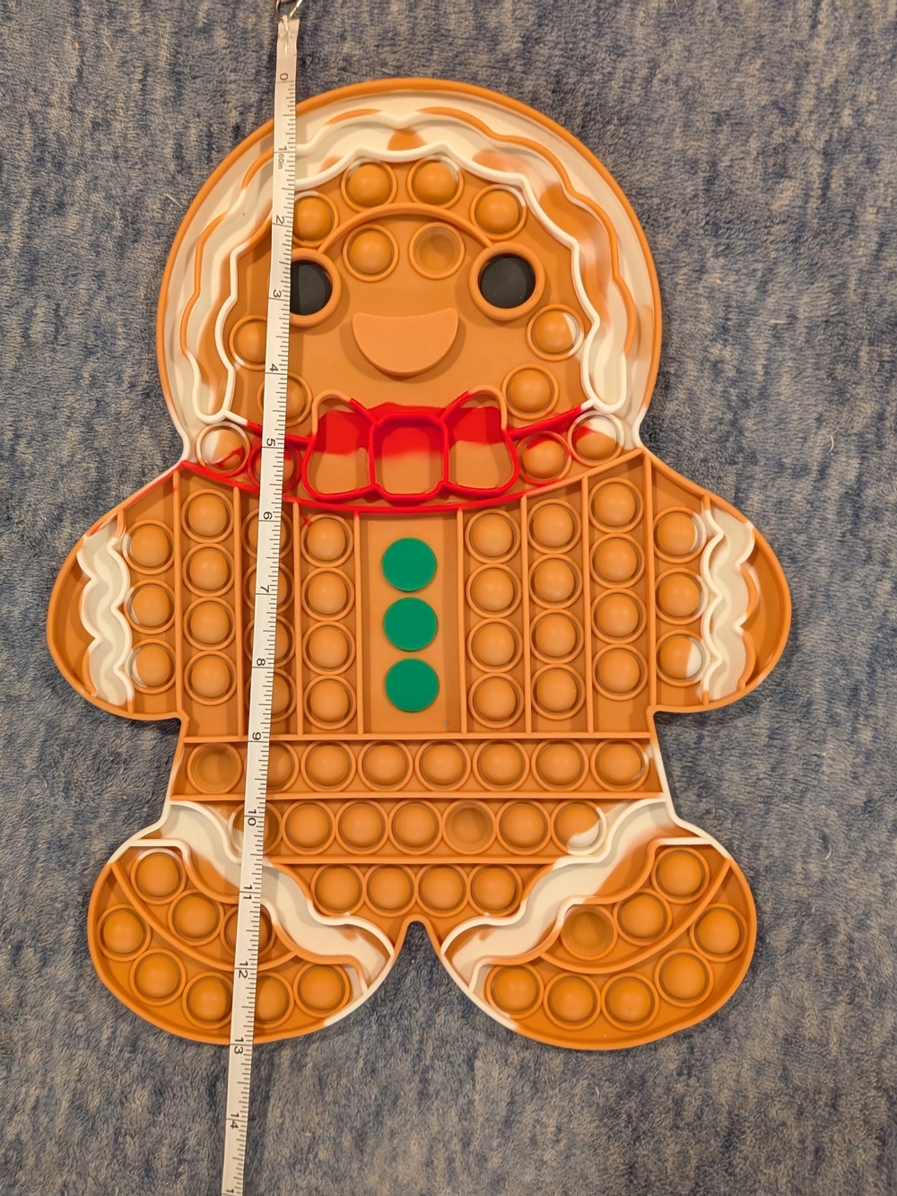 Gingerbread Man Pop-It Fidget Toy - Brown with White & Red Accents - Picture 3 of 4